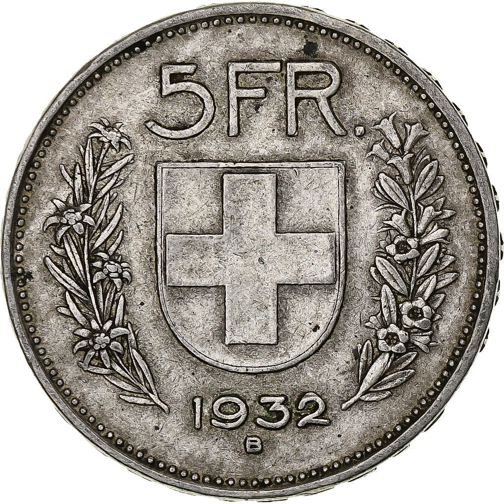 Switzerland, 5 Francs, Herdsman, 1932, Bern, Silver, AU(50-53), KM:40
