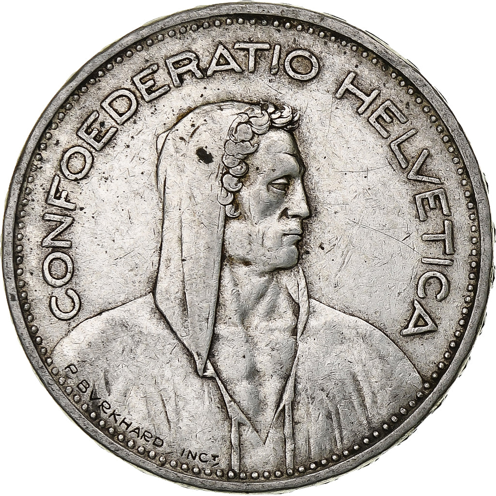 Svizzera, 5 Francs, Herdsman, 1932, Bern, Argento, MB, KM:40