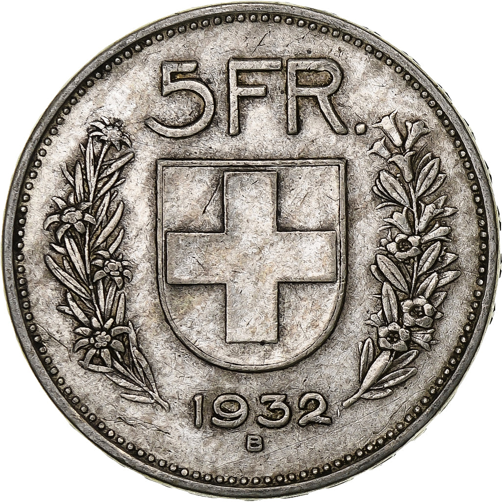 Svizzera, 5 Francs, Herdsman, 1932, Bern, Argento, MB, KM:40