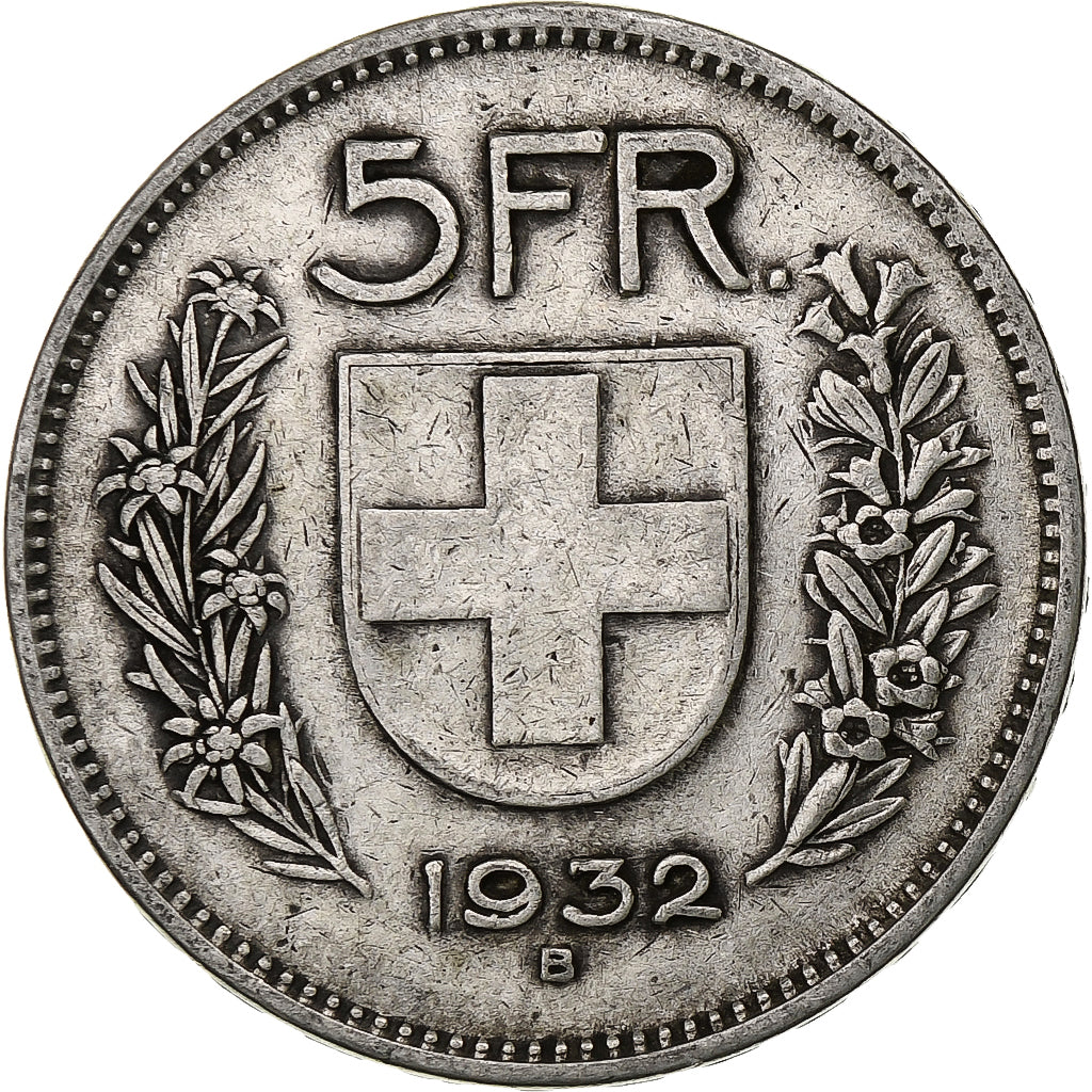 Switzerland, 5 Francs, Herdsman, 1932, Bern, Silver, VF(20-25), KM:40