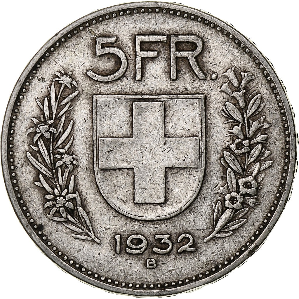 Suisse, 5 Francs, Tête de Berger, 1932, Bern, Argent, TB, KM:40