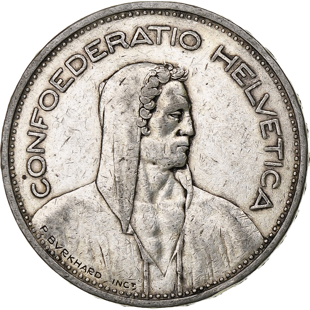 Svizzera, 5 Francs, Herdsman, 1932, Bern, Argento, MB, KM:40
