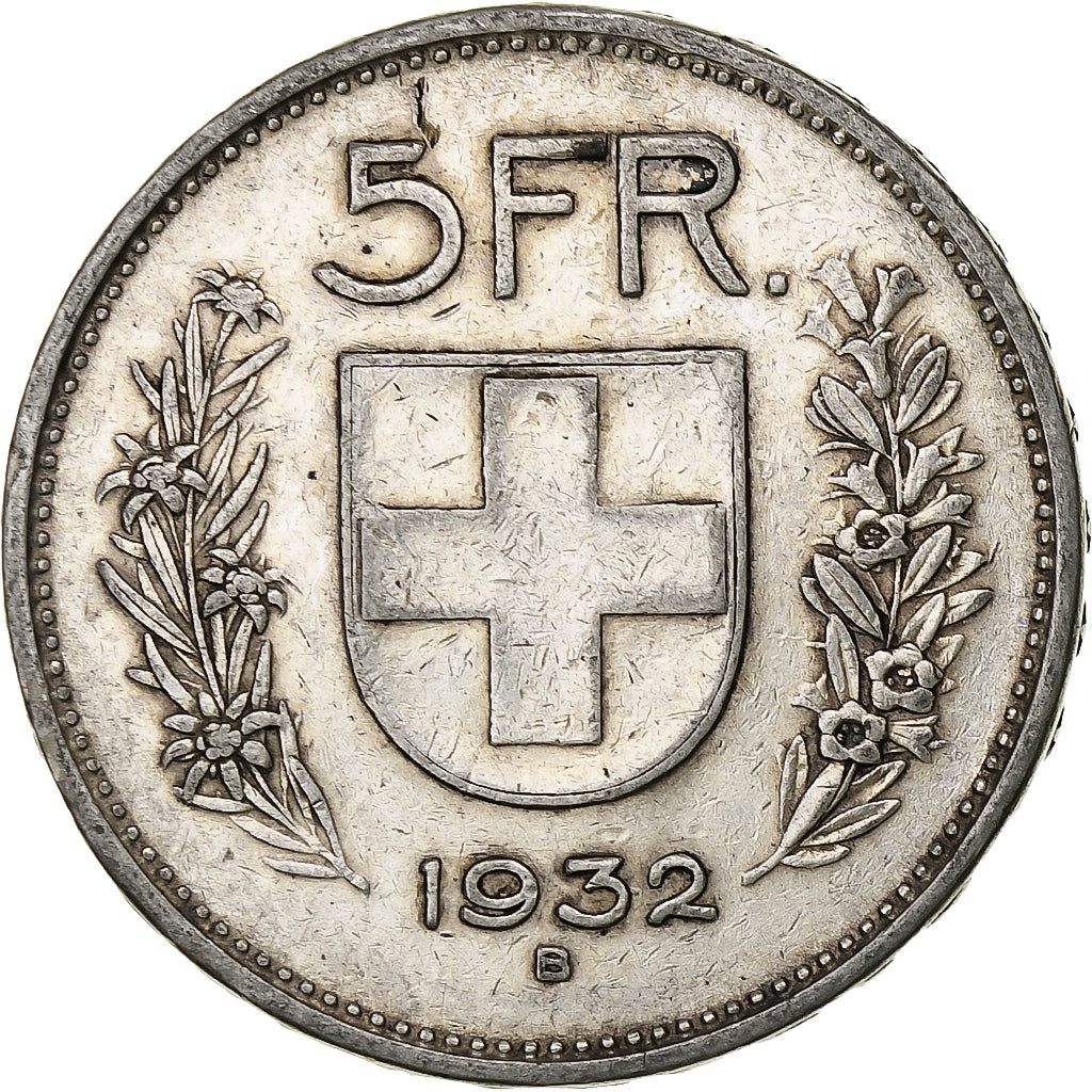 Svizzera, 5 Francs, Herdsman, 1932, Bern, Argento, MB, KM:40