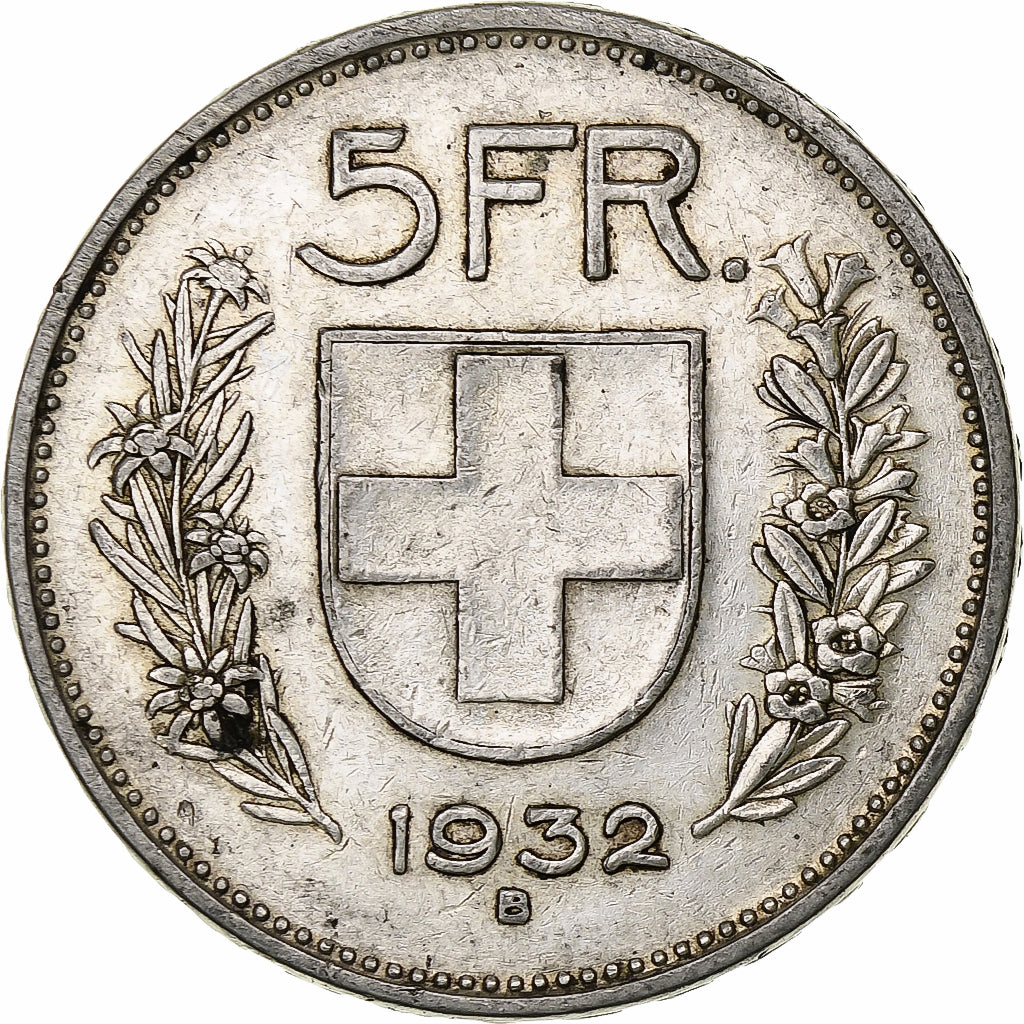 Switzerland, 5 Francs, Herdsman, 1932, Bern, Silver, VF(20-25), KM:40