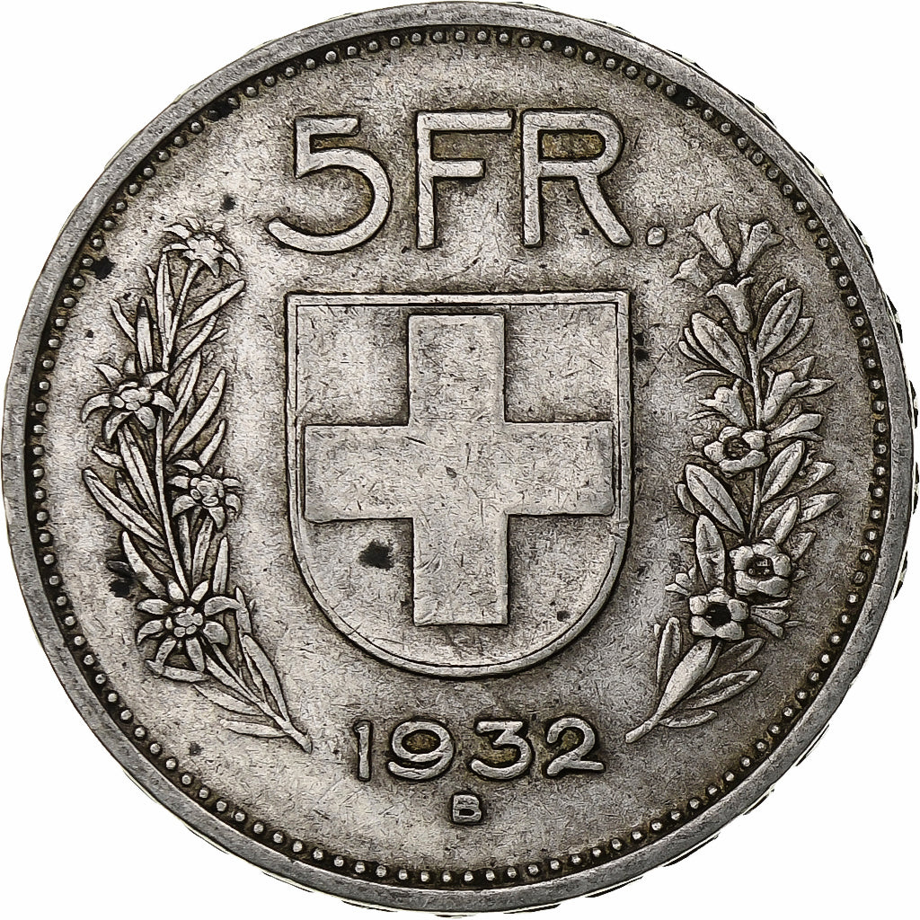Switzerland, 5 Francs, Herdsman, 1932, Bern, Silver, VF(30-35), KM:40
