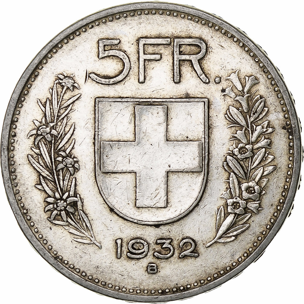 Switzerland, 5 Francs, Herdsman, 1932, Bern, Silver, VF(30-35), KM:40