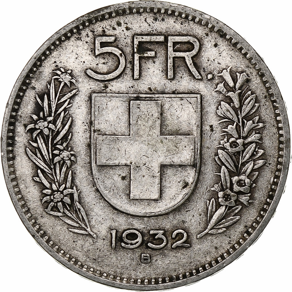 Switzerland, 5 Francs, Herdsman, 1932, Bern, Silver, EF(40-45), KM:40