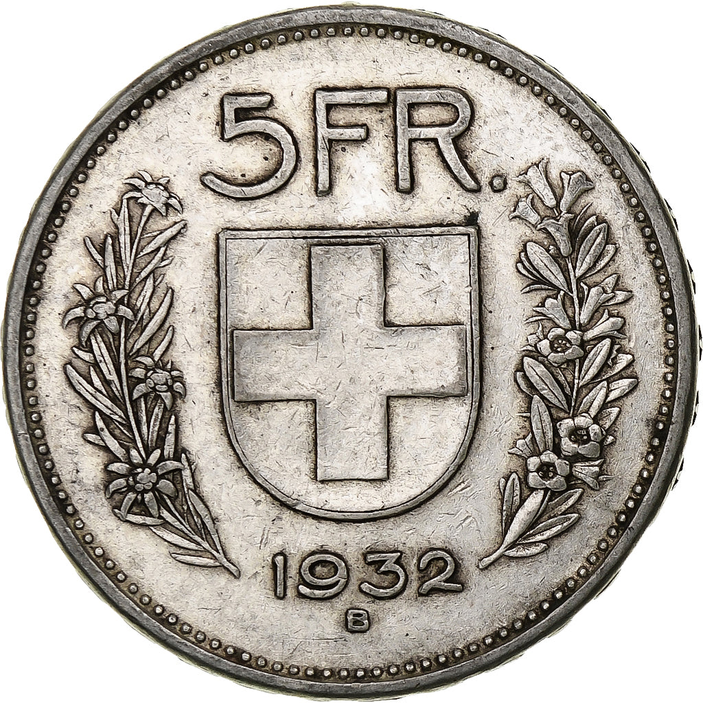 Switzerland, 5 Francs, Herdsman, 1932, Bern, Silver, EF(40-45), KM:40