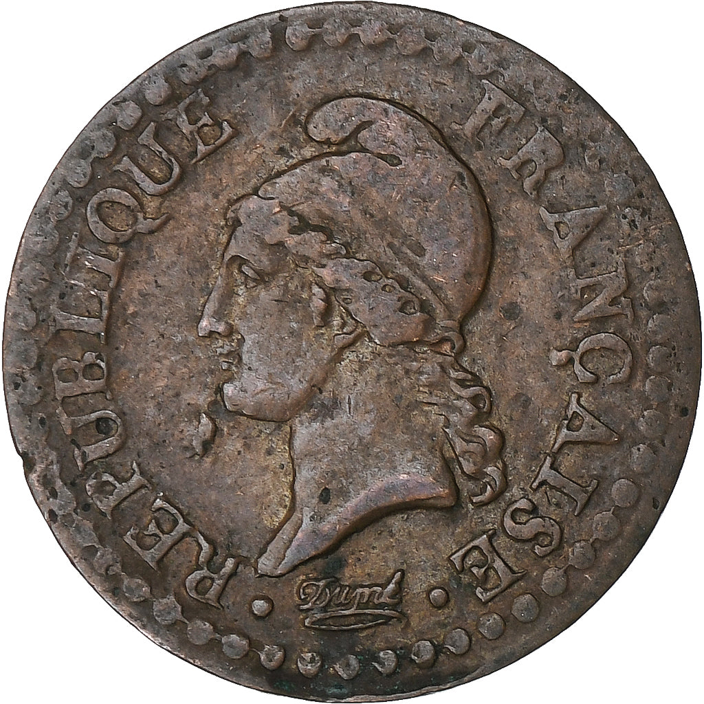 France, 1 Centime, Dupré, AN 7, Paris, Copper, VF(20-25), Gadoury:76