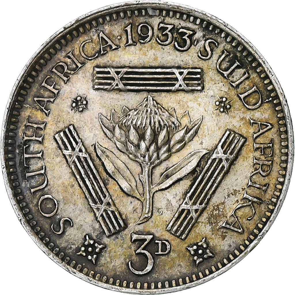 South Africa, George V, 3 Pence, 1933, Pretoria, Silver, EF(40-45), KM:15.2