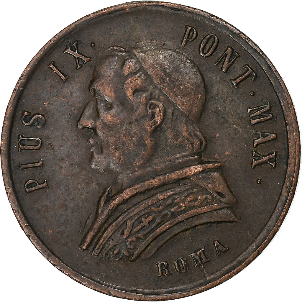 États pontificaux, Médaille, Episcopal Jubilee, 1877, Rome, Bronze, TB+
