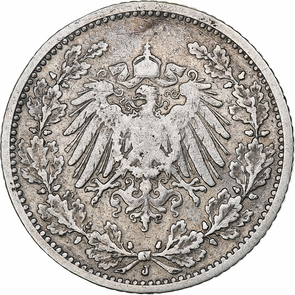 Germany, Wilhelm II, 1/2 Mark, 1905, Hamburg, Silver, VF(30-35)