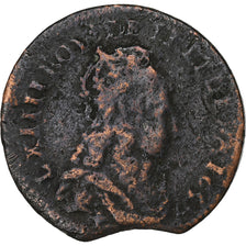 France, Louis XIV, Liard, 1655, Vimy, Copper, VF(20-25), Gadoury:80