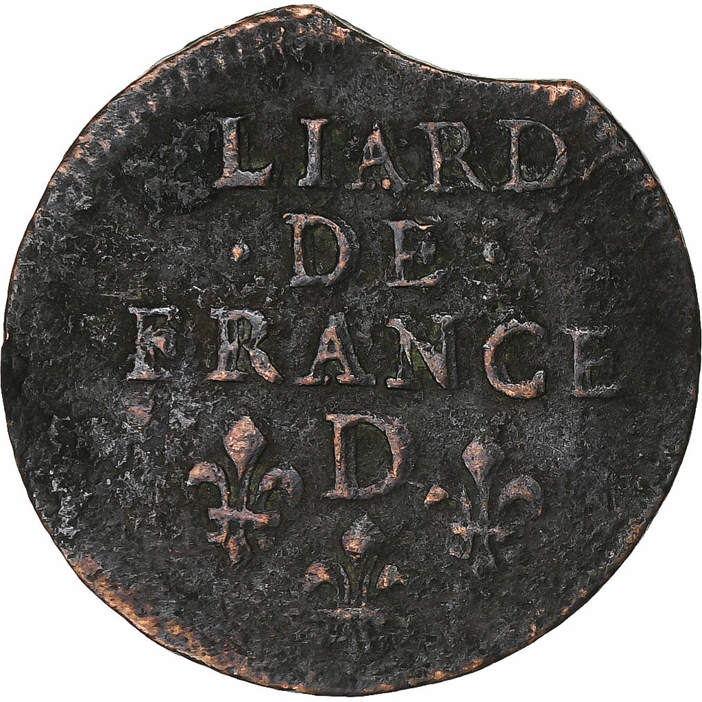 France, Louis XIV, Liard, 1655, Vimy, Copper, VF(20-25), Gadoury:80