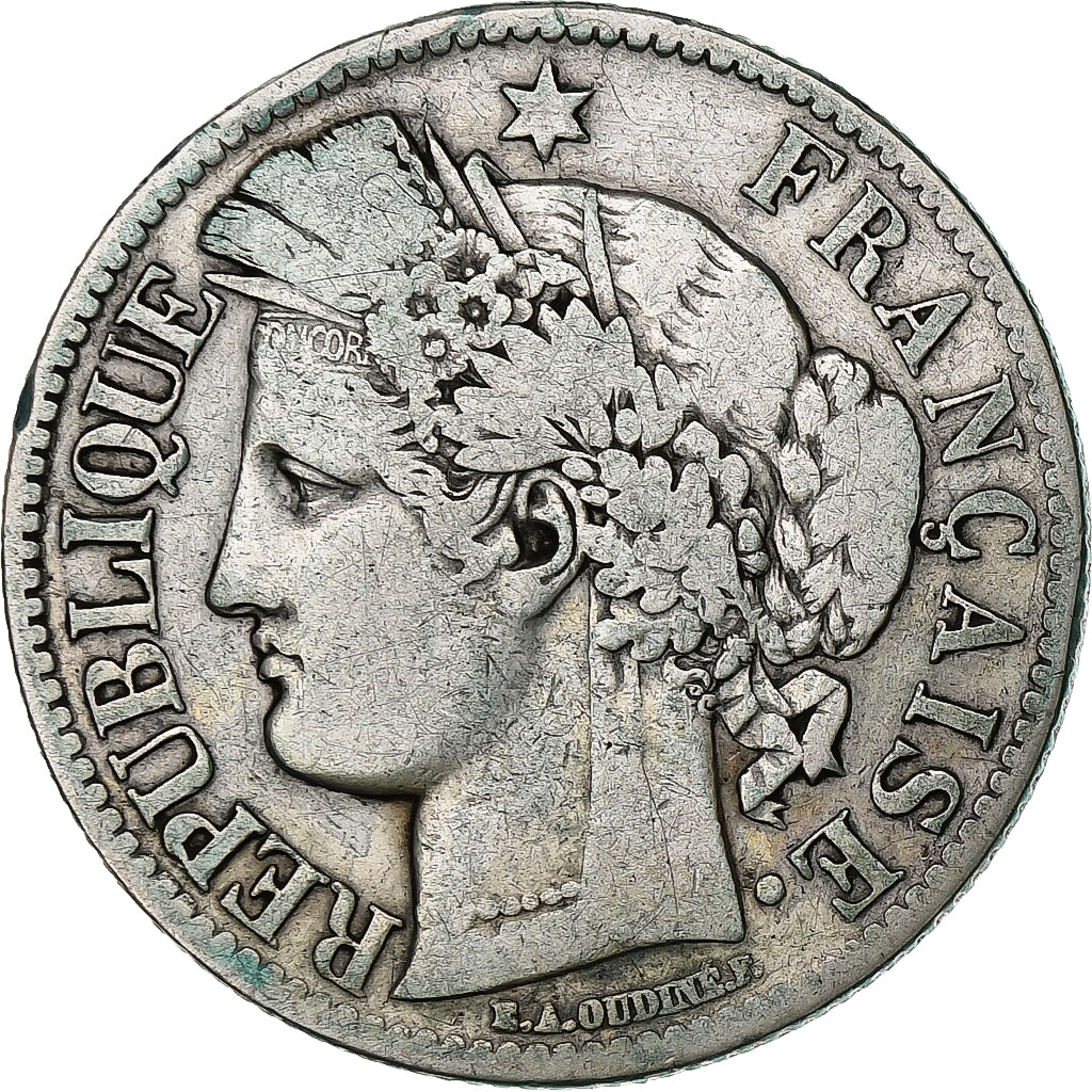 France, 2 Francs, Cérès, 1870, Bordeaux, Silver, F(12-15)