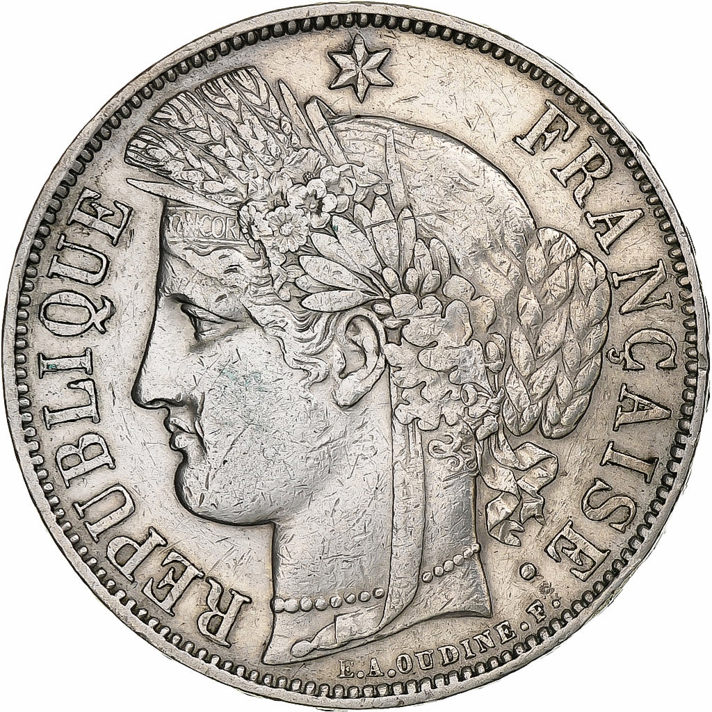 France, 5 Francs, Cérès, 1870, Paris, Argent, TTB, KM:818.1