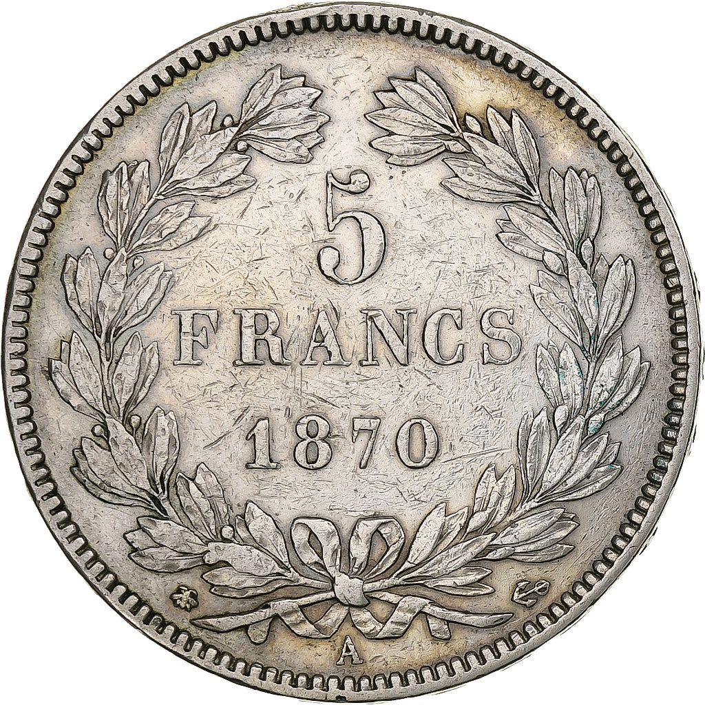 France, 5 Francs, Cérès, 1870, Paris, Argent, TTB, KM:818.1