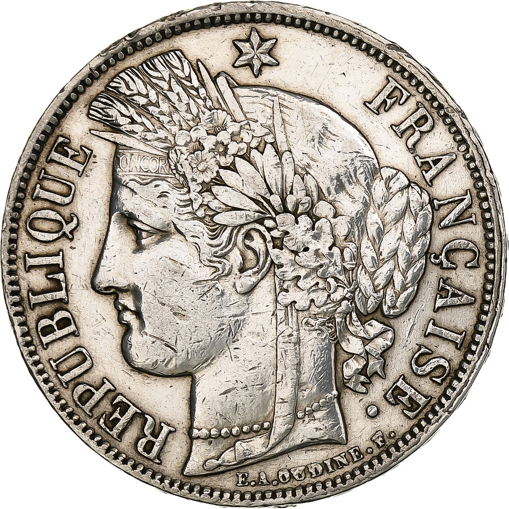 France, 5 Francs, Cérès, 1870, Paris, Argent, TTB+, KM:818.1