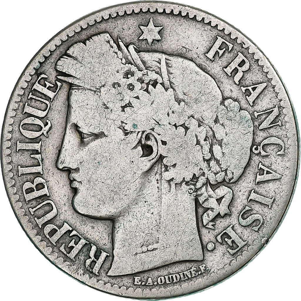France, 2 Francs, Cérès, 1870, Paris, Silver, VF(20-25), KM:817.1