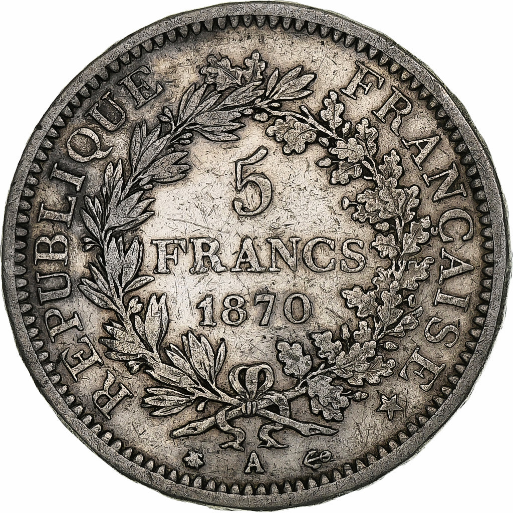 France, 5 Francs, Hercule, 1870, Paris, Silver, VF(30-35), KM:820.1