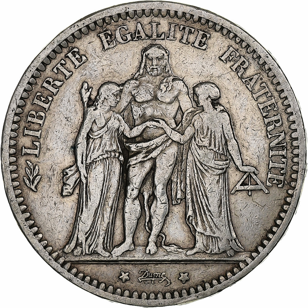 France, 5 Francs, Hercule, 1871, Paris, Camélinat, Silver, VF(30-35)