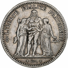 France, 5 Francs, Hercule, 1871, Paris, Camélinat, Silver, VF(30-35)