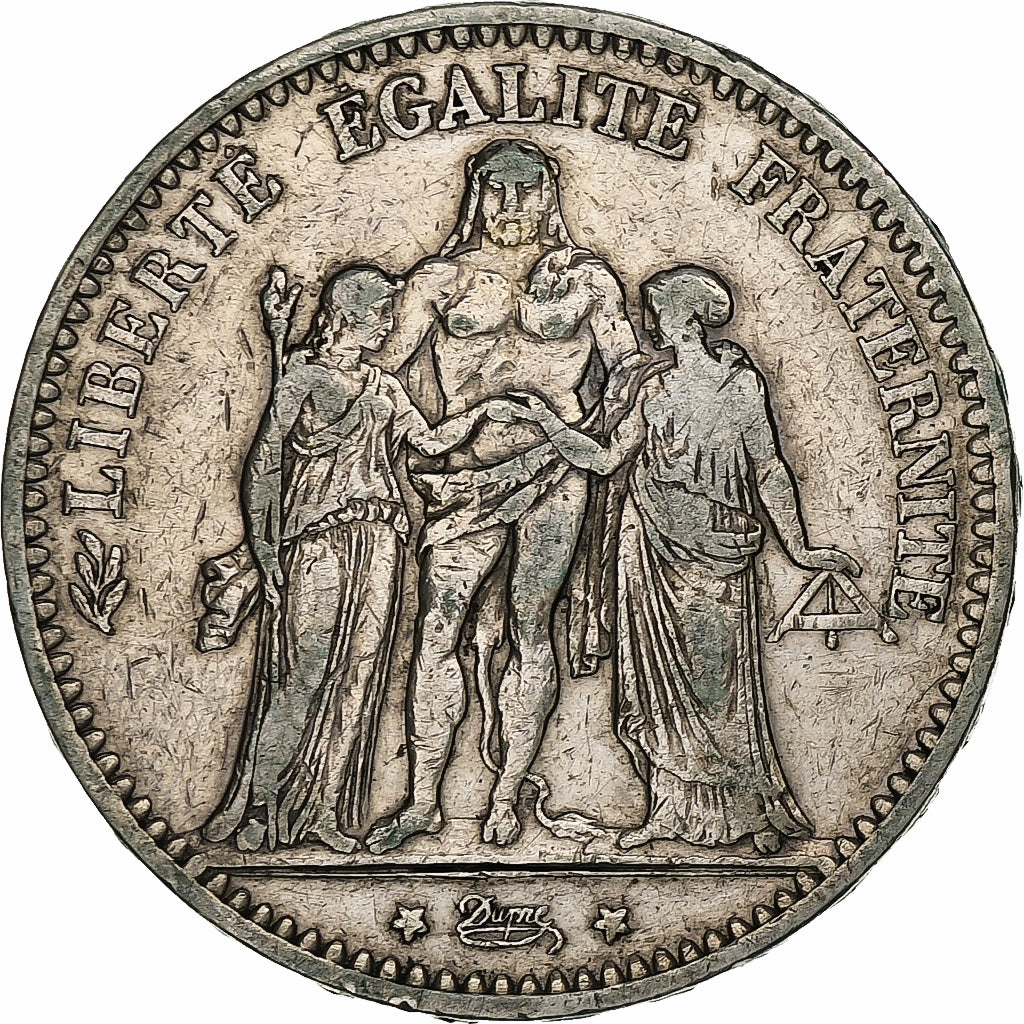 France, 5 Francs, Hercule, 1874, Paris, Silver, VF(20-25), Gadoury:745a