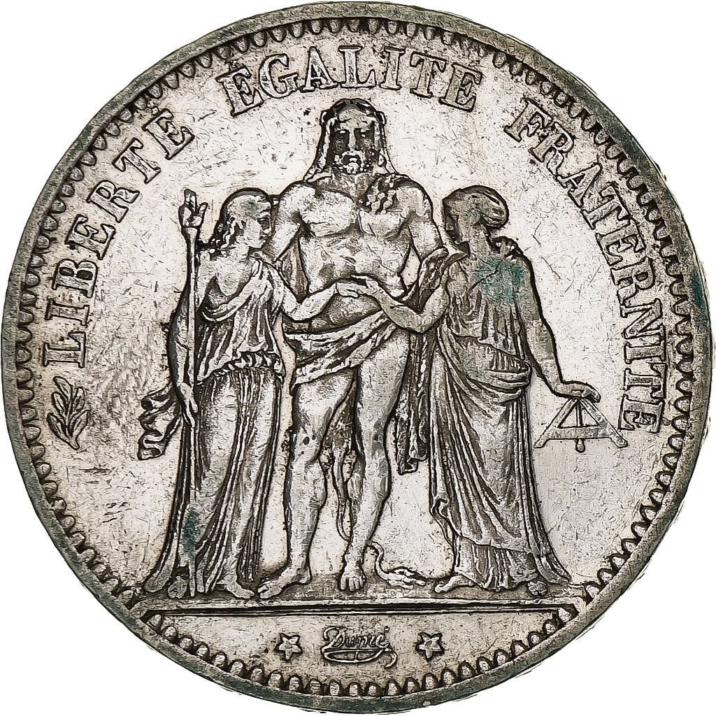 France, 5 Francs, Hercule, 1875, Bordeaux, Silver, EF(40-45), Gadoury:745a