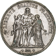 France, 5 Francs, Hercule, 1875, Bordeaux, Silver, EF(40-45), Gadoury:745a