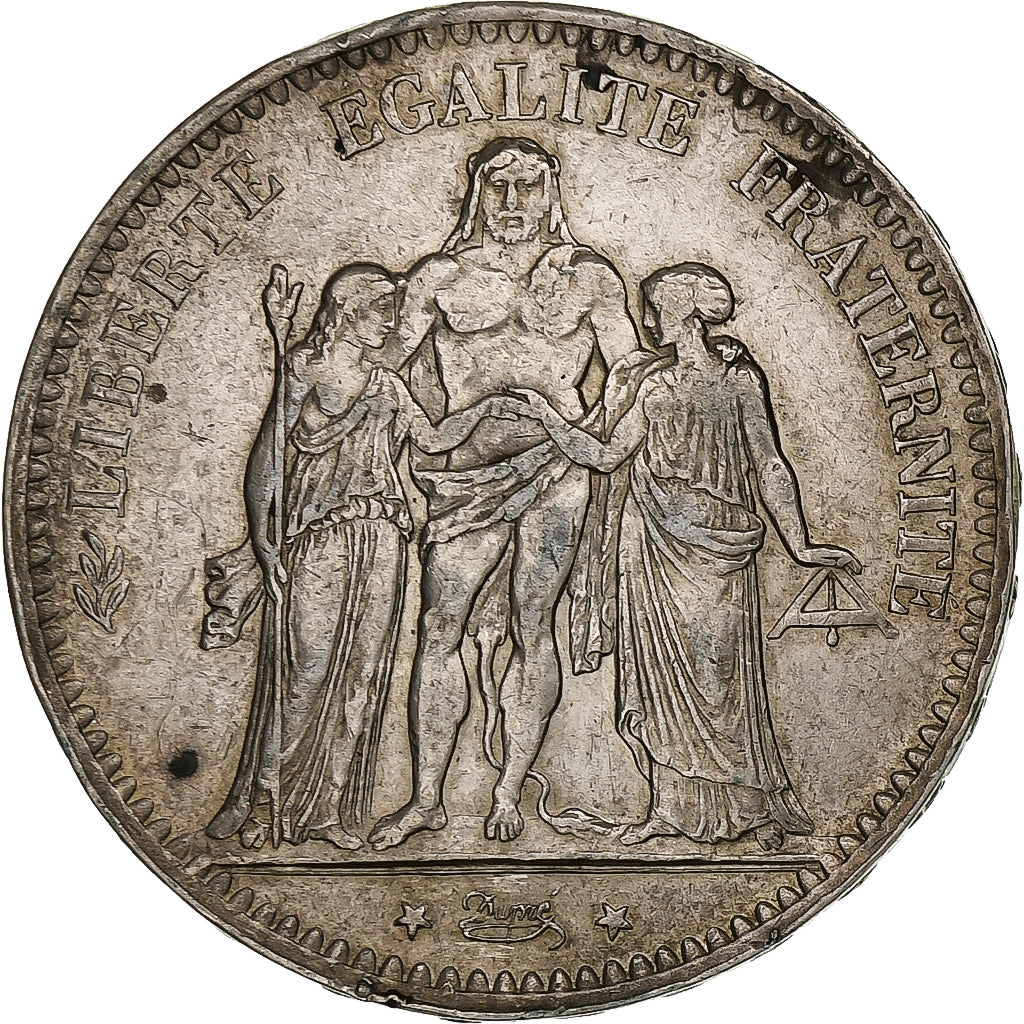 France, 5 Francs, Hercule, 1876, Paris, Silver, VF(30-35), Gadoury:745a