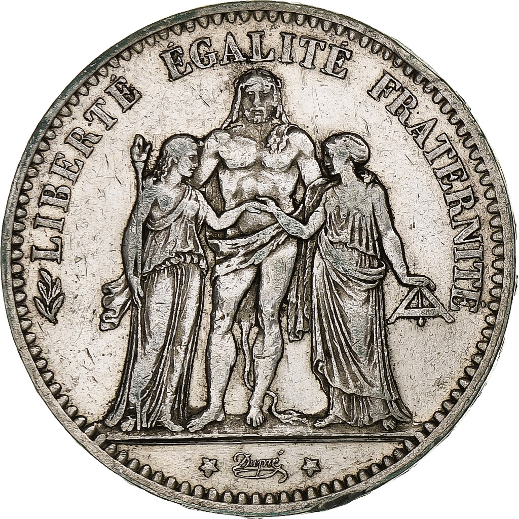 France, 5 Francs, Hercule, 1876, Bordeaux, Argent, TB, Gadoury:745a, KM:820.2