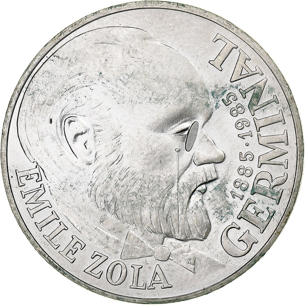 França, 100 Francs, Emile Zola, 1985, Pessac, Prata, AU(50-53), Gadoury:900