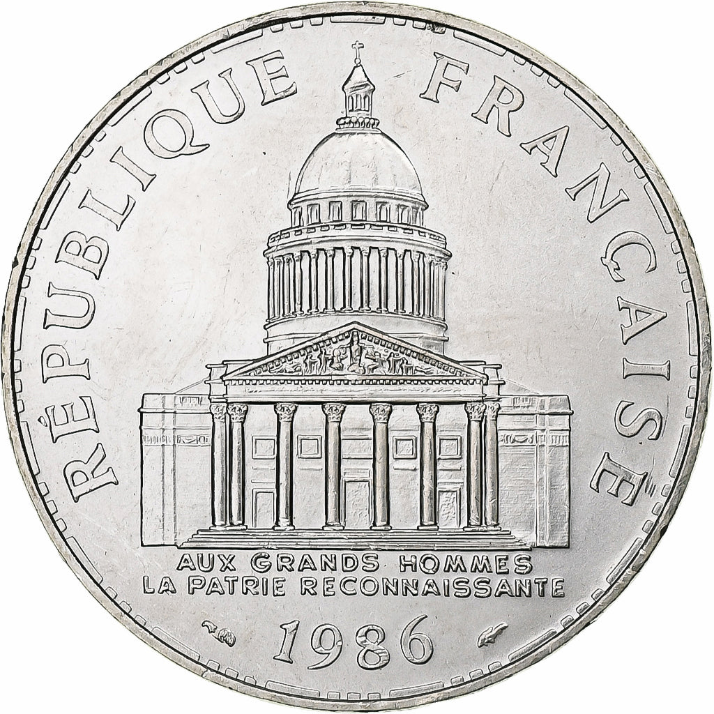 França, 100 Francs, Panthéon, 1986, Pessac, Prata, MS(63), Gadoury:898