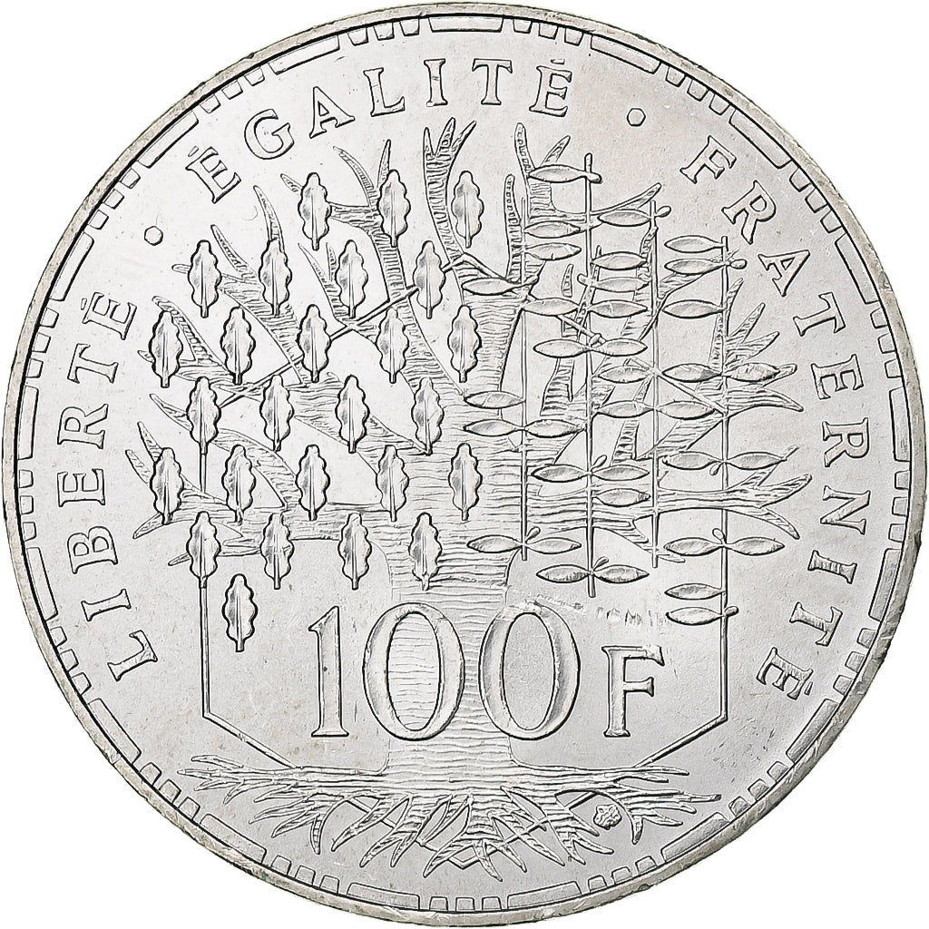 França, 100 Francs, Panthéon, 1986, Pessac, Prata, MS(63), Gadoury:898