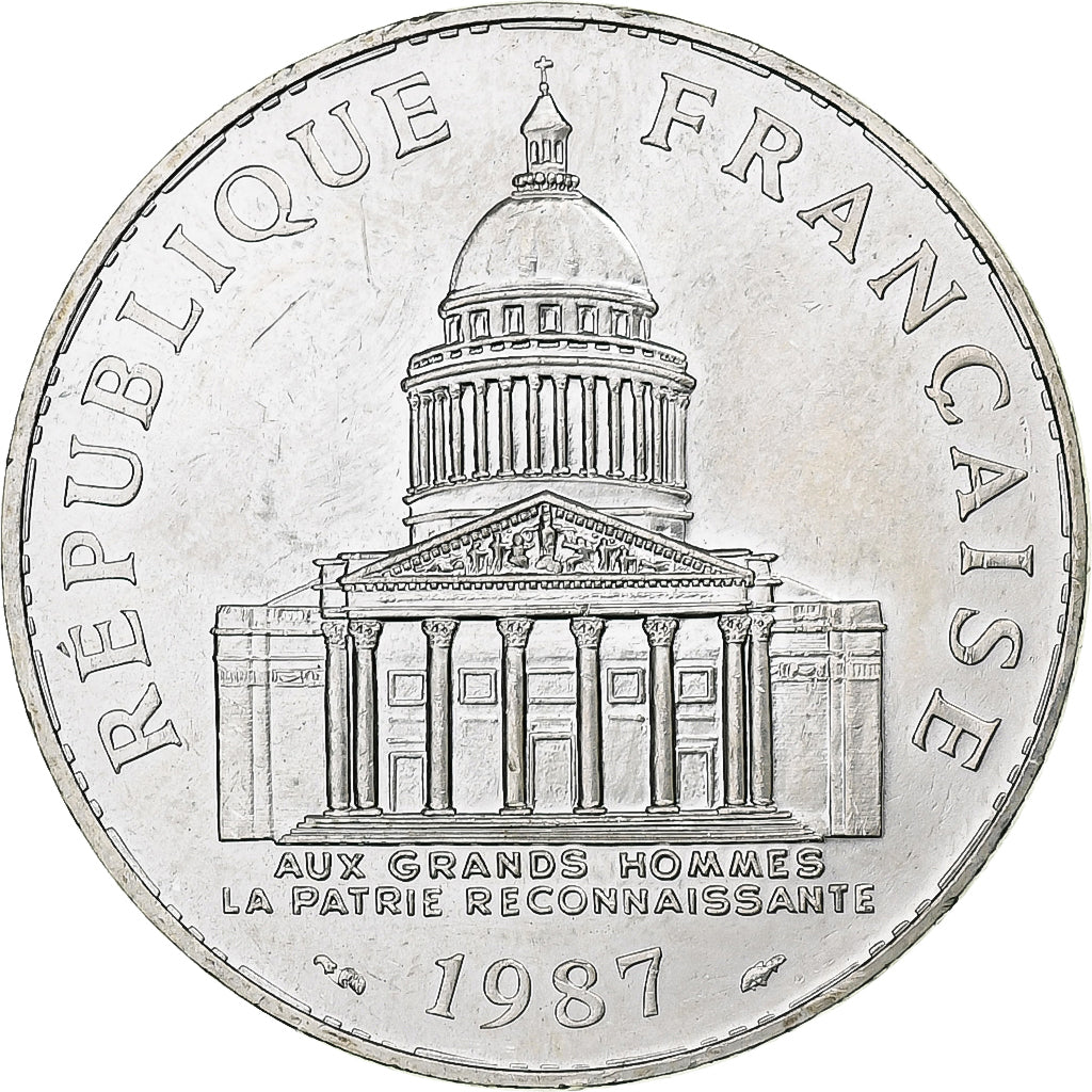 Francja, 100 Francs, Panthéon, 1987, Pessac, Srebro, MS(60-62), Gadoury:898