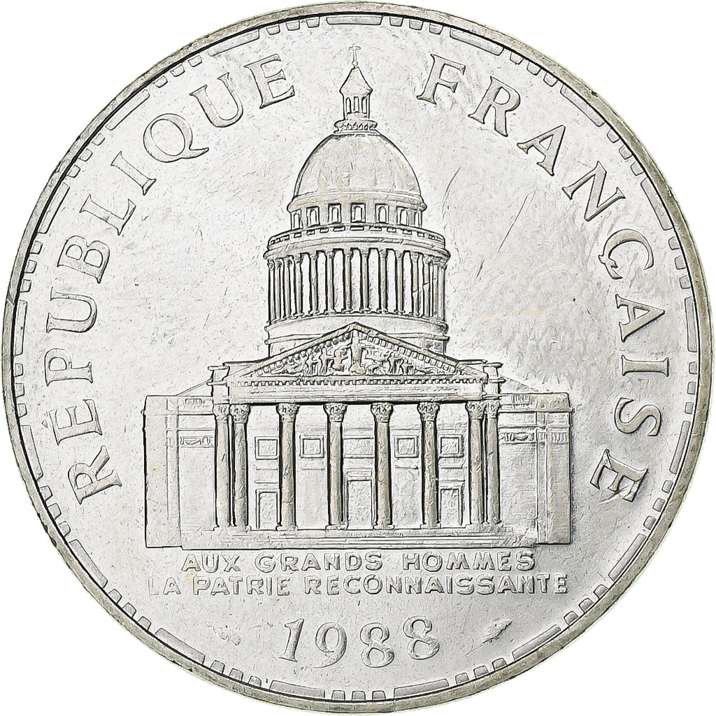 França, 100 Francs, Panthéon, 1988, Pessac, Prata, MS(60-62), Gadoury:898