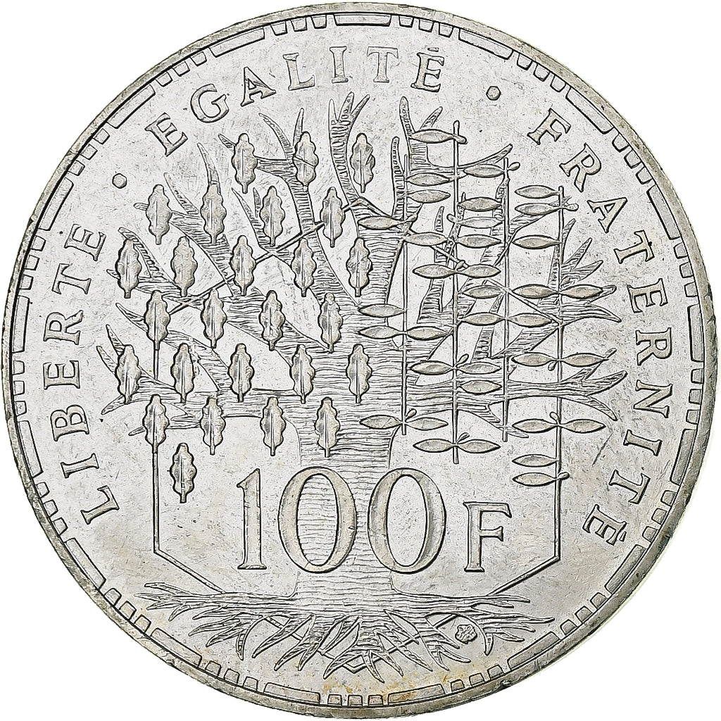 Francja, 100 Francs, Panthéon, 1988, Pessac, Srebro, MS(63), Gadoury:898