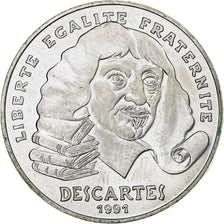France, 100 Francs, Rene Descartes, 1991, Pessac, Silver, MS(60-62)