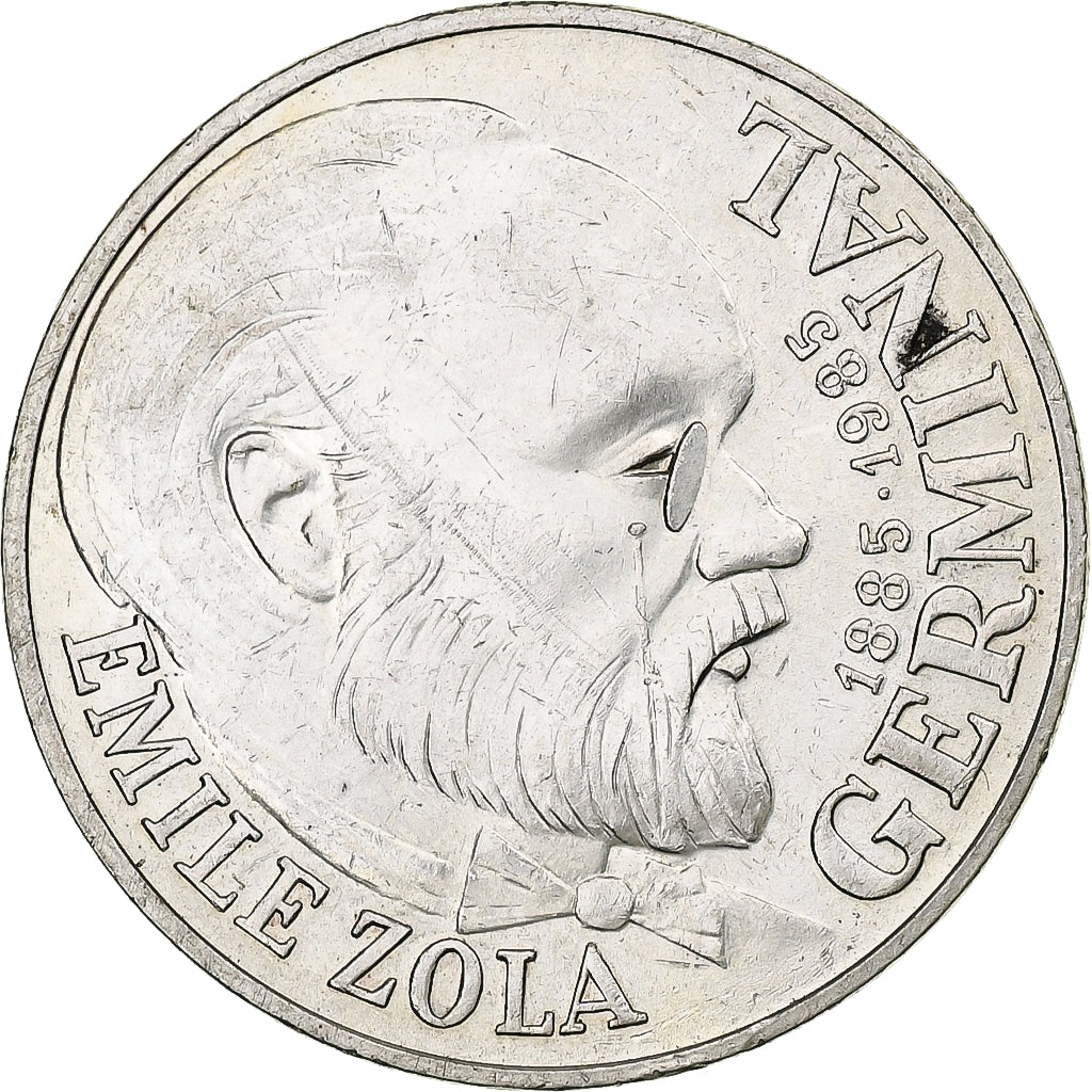 Francja, 100 Francs, Emile Zola, 1985, Pessac, Srebro, AU(50-53), Gadoury:900