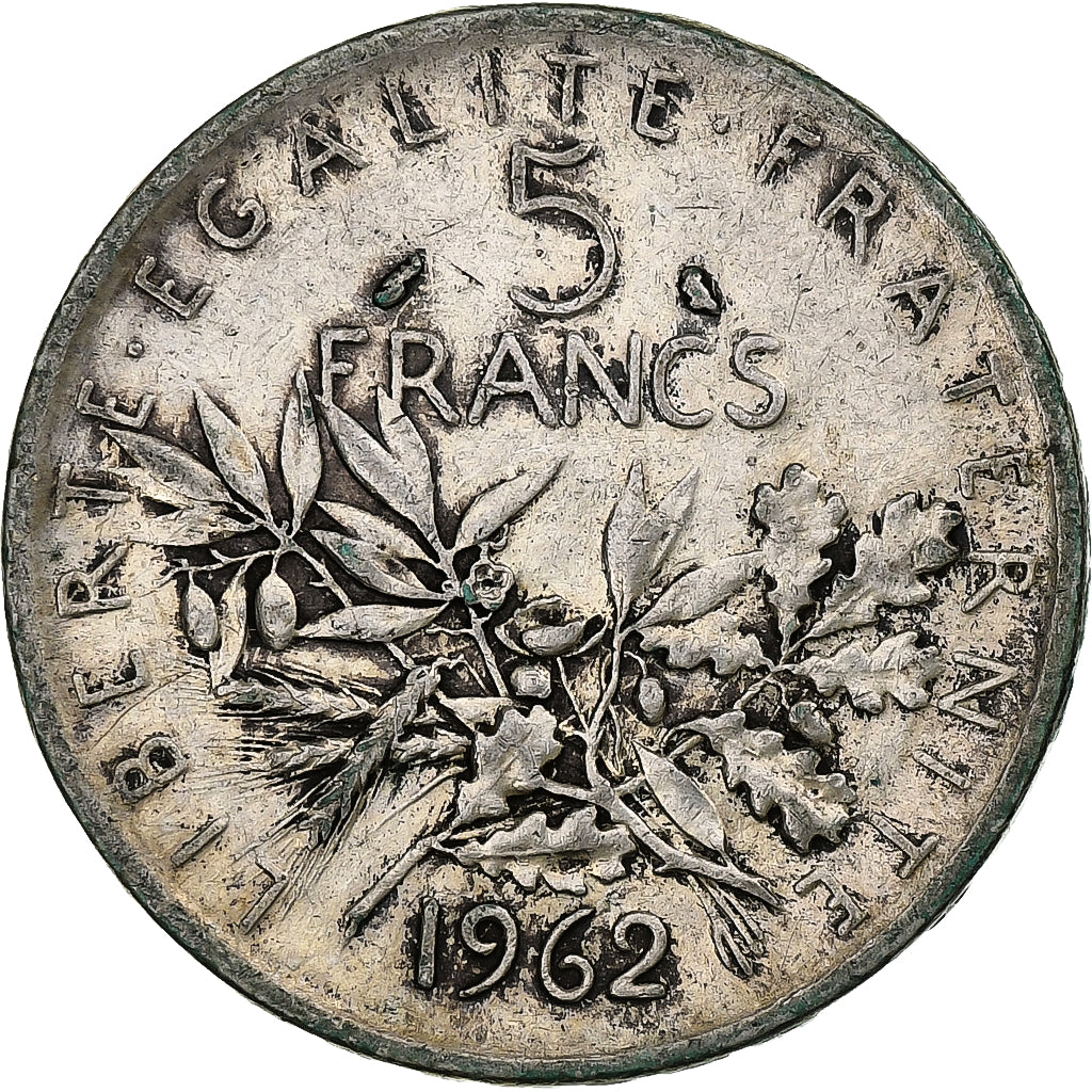 Frankrijk, 5 Francs, Semeuse, 1962, Paris, Zilver, FR, Gadoury:770, KM:926