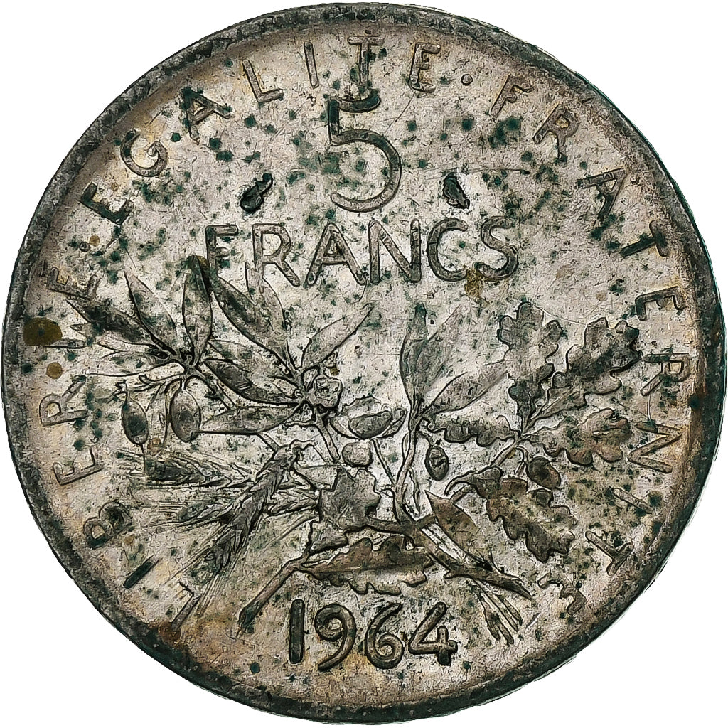 França, 5 Francs, Semeuse, 1964, Paris, Prata, F(12-15), Gadoury:770, KM:926