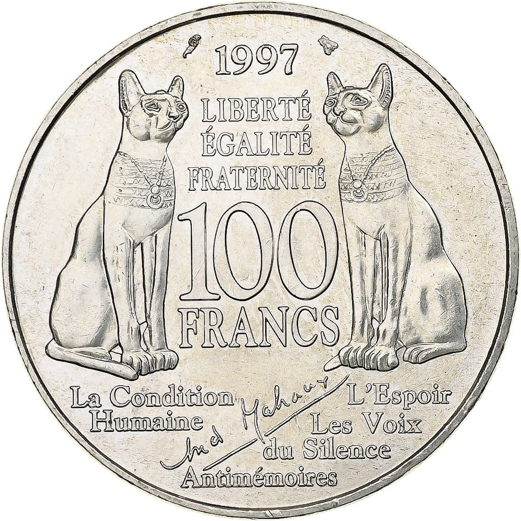 Francia, 100 Francs, André Malraux, 1997, Pessac, Argento, BB, Gadoury:954
