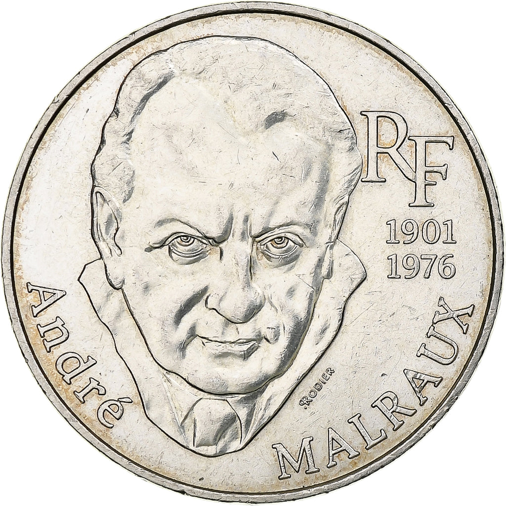 France, 100 Francs, André Malraux, 1997, Pessac, Silver, AU(50-53)