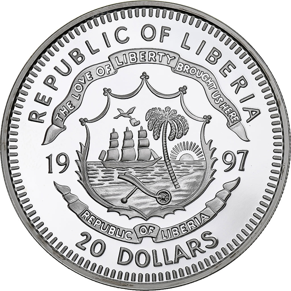 Liberia, 20 Dollars, Princess Diana - In Memoriam, 1997, Proof, Silver