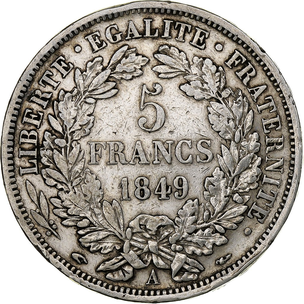 France, 5 Francs, Cérès, 1849, Paris, Silver, EF(40-45), Gadoury:719, KM:761