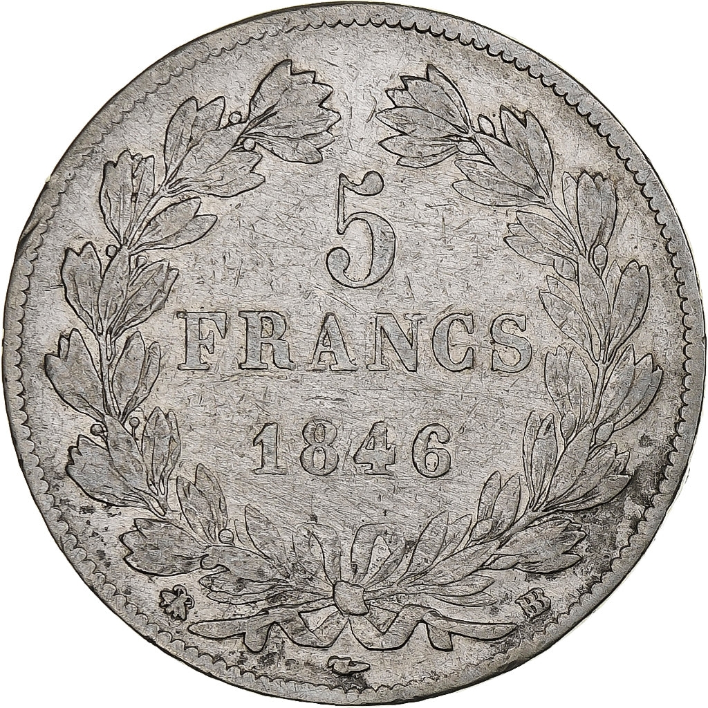 Frankreich, Louis-Philippe, 5 Francs, 1846, Strasbourg, Silber, S+, Gadoury:678a
