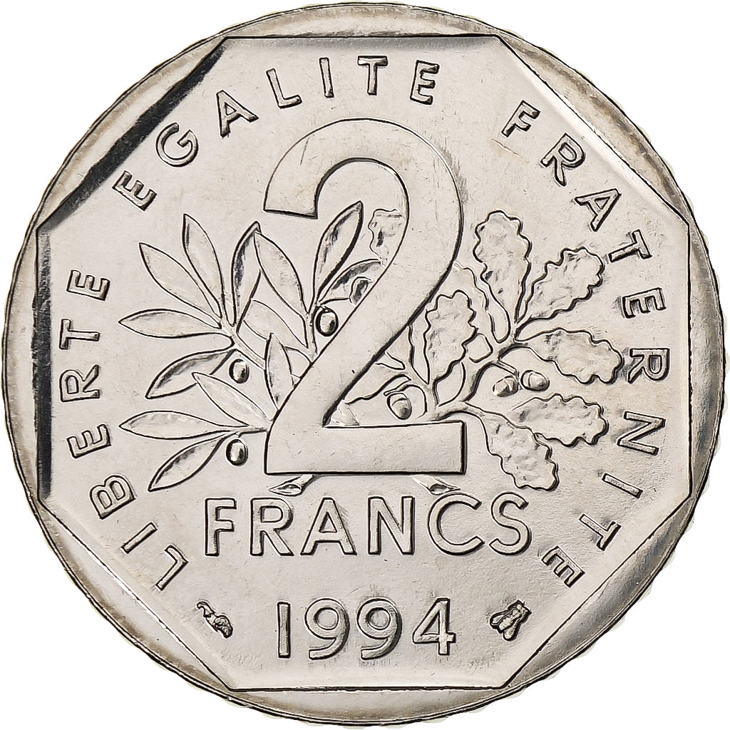France, 2 Francs, Semeuse, 1994, Pessac, Série BU, Silver, MS(65-70)