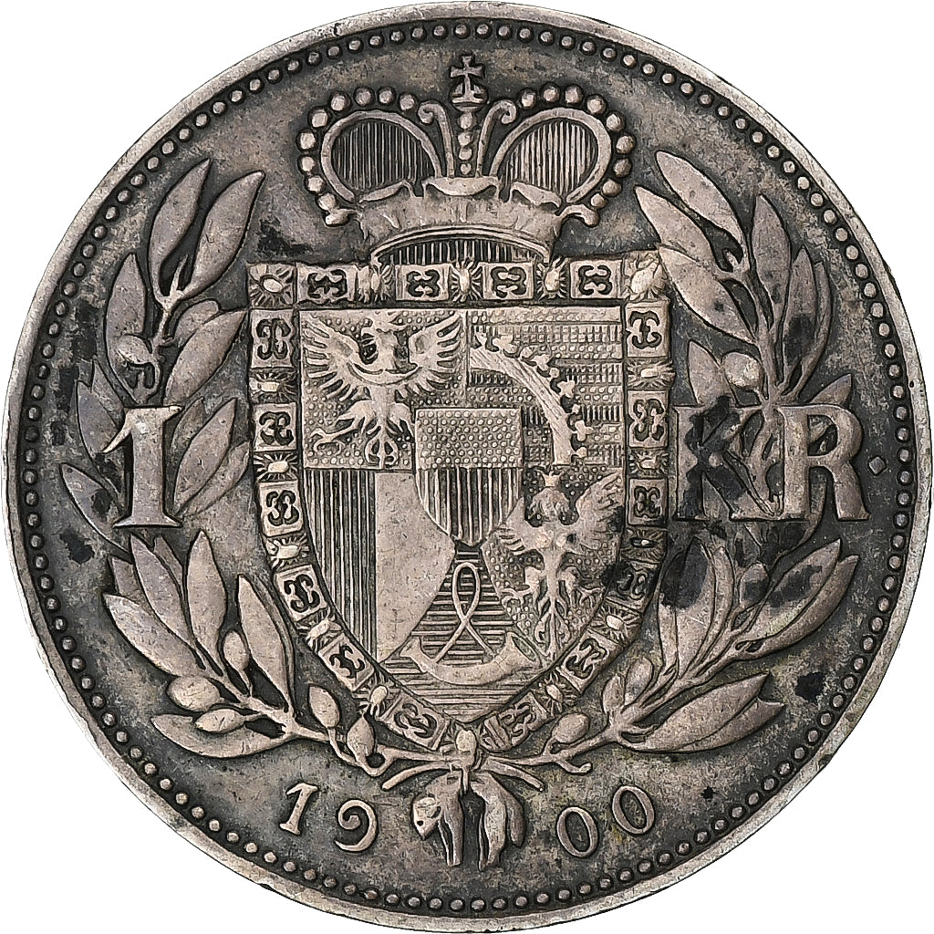 Liechtenstein, Prince John II, Krone, 1900, Bern, Plata, BC+