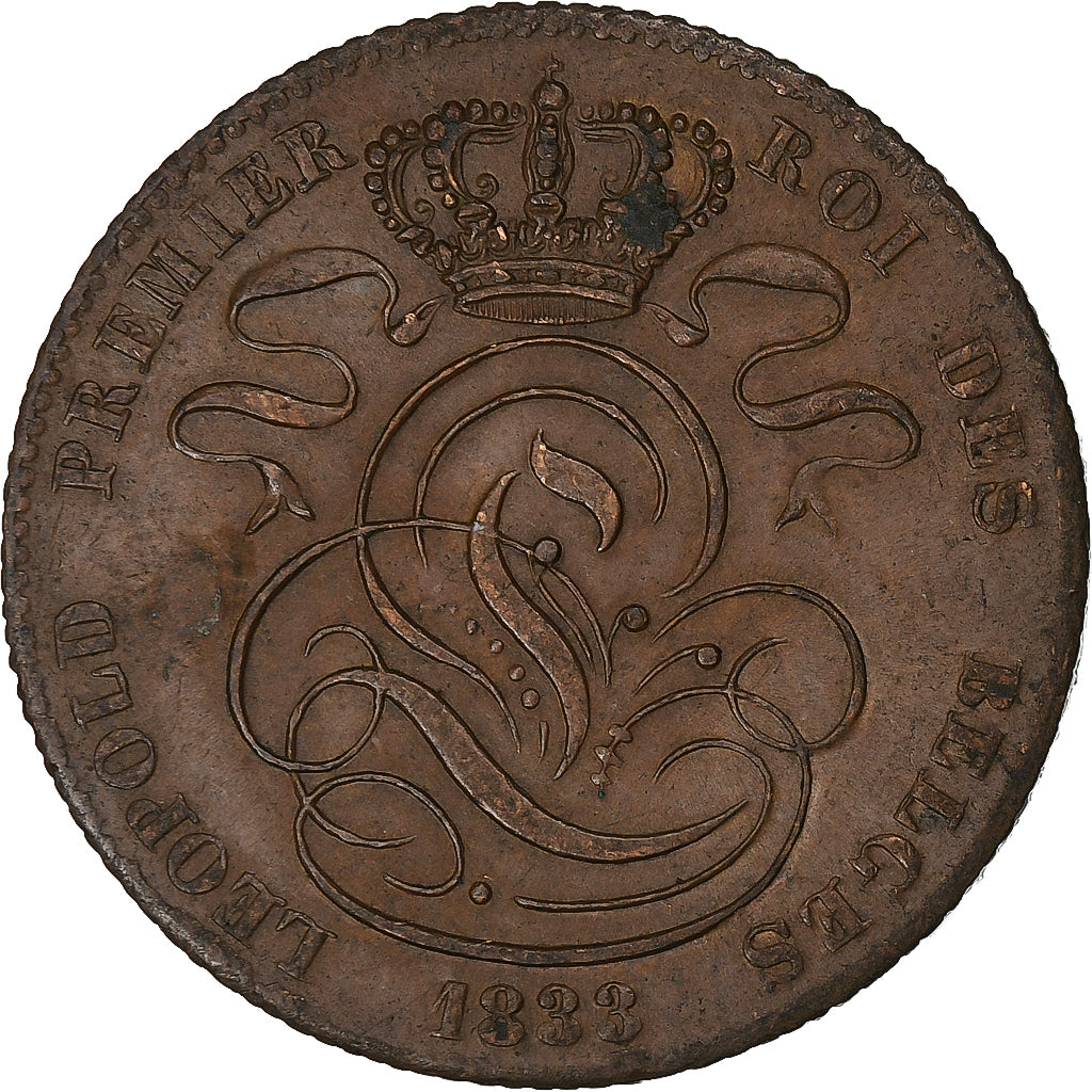 Belgique, Leopold I, 5 Centimes, 1833, Bruxelles, Cuivre, SUP, KM:5.1