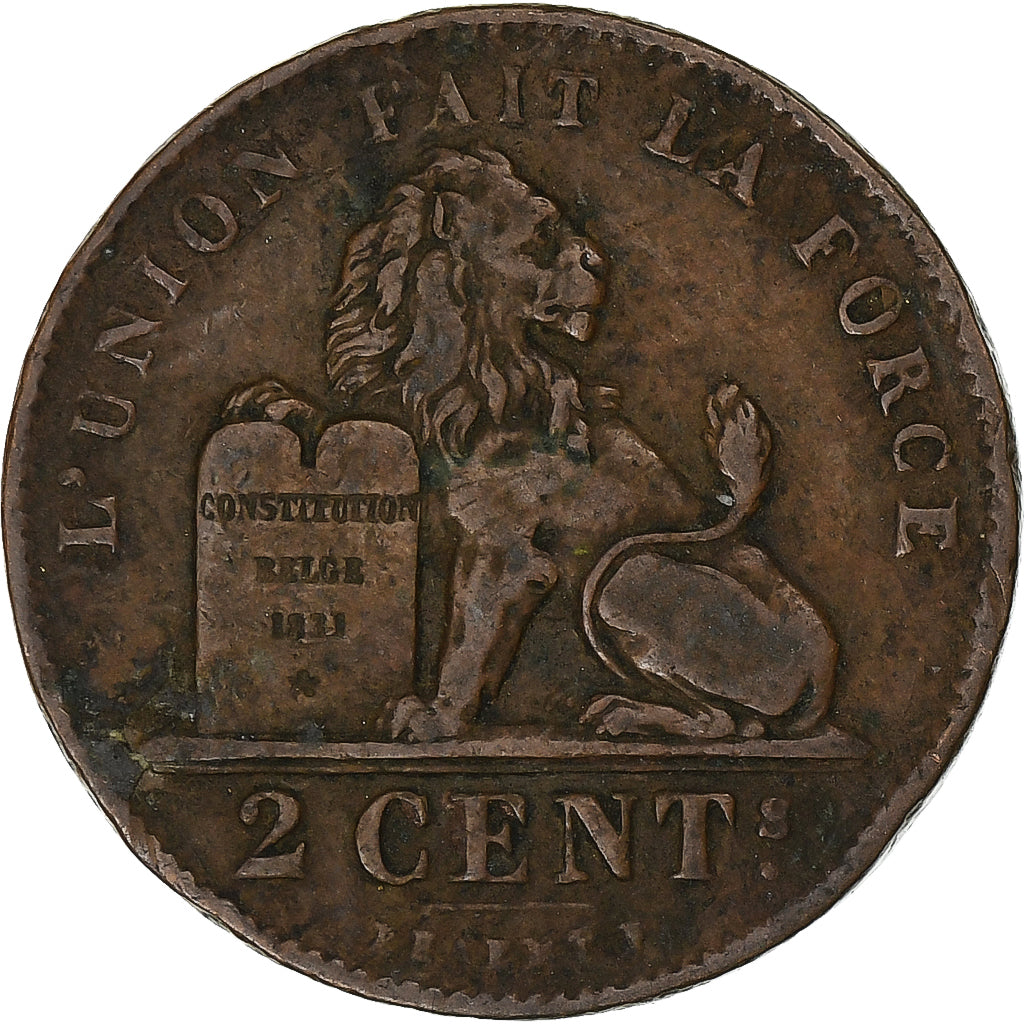 België, Leopold II, 2 Centimes, 1909, Brussels, Koper, FR+, KM:35.1